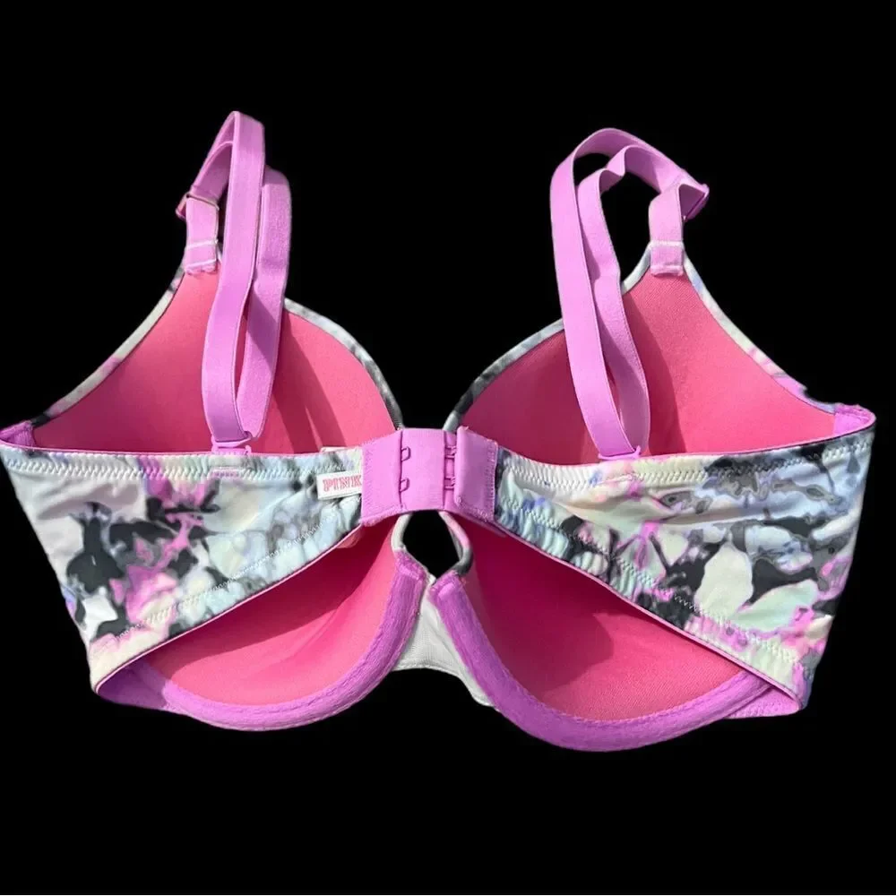 Victoria’s Secret Pink Wear Everywhere T- shirt Lightly Lined Bra tie die 32DD